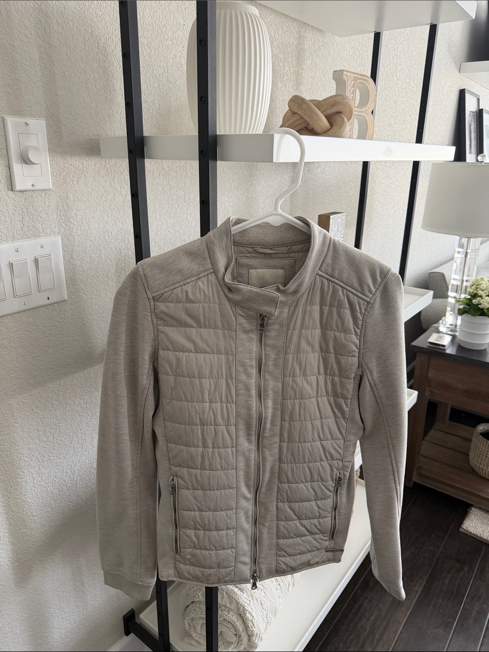 Calvin Klein Jeans Light Gray Quilted Bomber Jacket